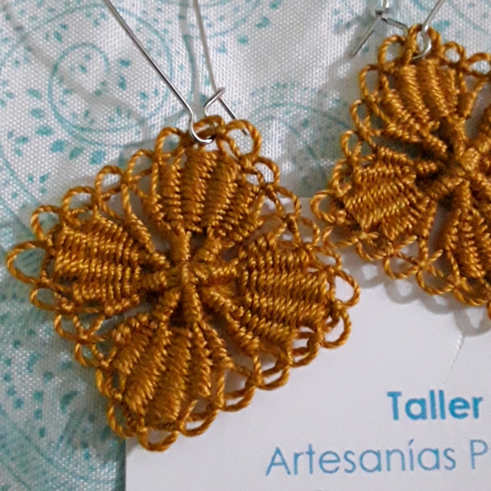 Handmade mustard earrings